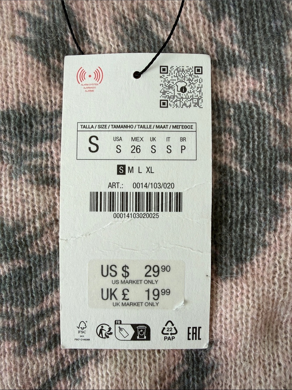 Zara Pink and Gray Tie-Dye Knit Camisole - Picture 3 of 7